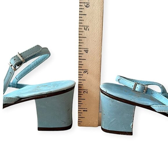 Vintage 60s Amalfi by Rangoni Beaded Mod Heel Sandals 5.5M – Blue, Made in Italy - Picture 13 of 15